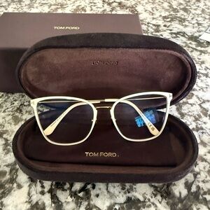 Tom Ford Ivory & Gold Eye Glasses